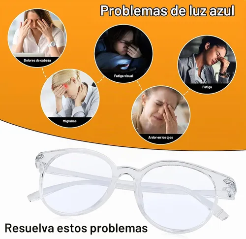 Vista 2 de Craebuer Lentes transparentes para mujeres y hombres, lentes de lectura redondos retro con bloqueo de luz azul con marco ligero, antifatiga ocular