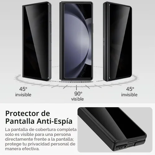 Vista 3 de Miimall Funda para Samsung Galaxy Z Fold 5 con protector de pantalla de privacidad, soporte ajustable integrado y protección magnética de bisagra