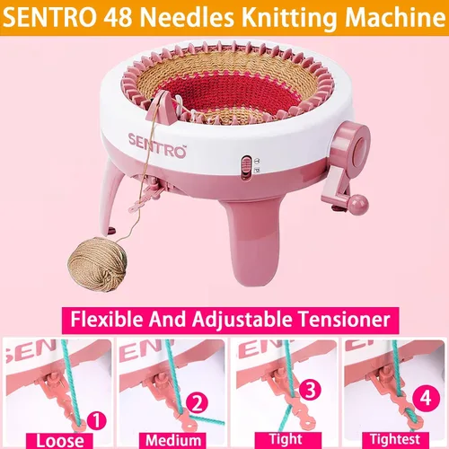 Vista 4 de Sentro Máquina de Tejer, Máquina de Tejer Crochet Inteligente de 48 Agujas con Contador de Filas para Adultos y Principiantes, Kit de Máquina