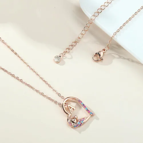 Vista 6 de Anoup Collar con inicial de unicornio, chapado en oro de 14 quilates, hipoalergénico con circonita cúbica, colgante de diamante simulado, joyería