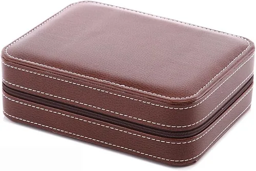 Vista 3 de Aco&bebe House Caja de viaje negra con cremallera, colección organizadora de relojes, piel sintética de fibra de carbono de alta calidad
