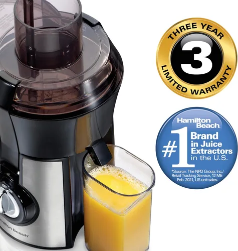 Vista 6 de Hamilton Beach Extractor de jugo de boca grande R2502BM reacondicionado