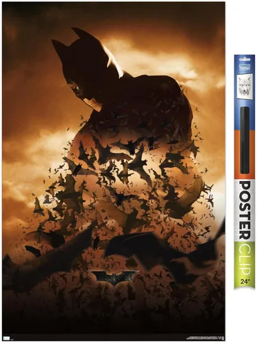 Vista 19 de DC Comics Batman Begins - Póster de pared de una hoja de Batman, 22.4 pulgadas de largo x 14.7 pulgadas de ancho, versión enmarcada de madera
