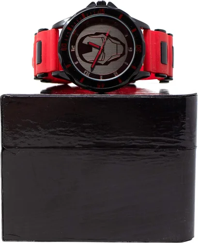 Vista 2 de Iron Man - Reloj facial para casco con pulsera de goma Rojo talla única Reloj de cuarzo