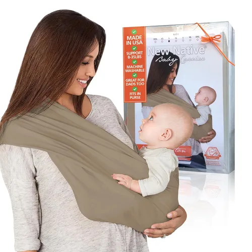 Vista 3 de New Native Portabebés suave y transpirable 100% algodón orgánico manos libres para bebés, sin hebillas, correas o anillos, fácil de usar, compacto