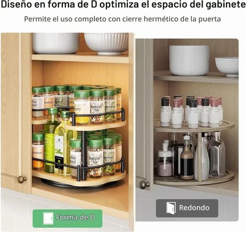 Vista 6 de SNTD Spice Organization for Cabinet, Lazy Susan Spice Rack, 10 in Natural