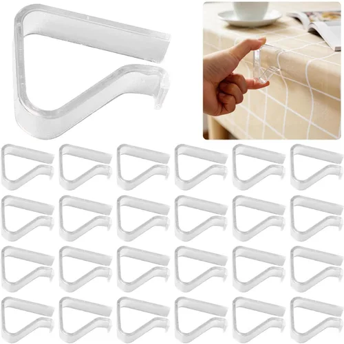 Vista 8 de 24 piezas de clips transparentes claros para mantel, clips de plástico para mantel, abrazaderas para cubierta de mesa a prueba de viento, soportes