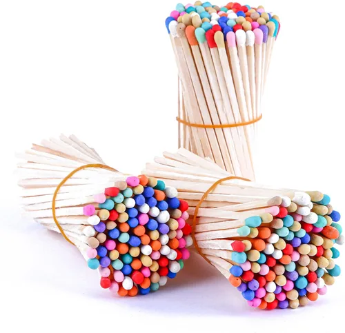 Vista 10 de 100 fósforos decorativos negros de 3 pulgadas, fósforos de seguridad de madera largos de alta calidad para velas, velas de iluminación, fósforos