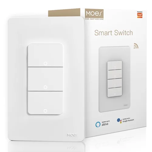 Vista 9 de MOES Interruptores de luz inteligente Wi-Fi de 2ª generación, requiere cable netural, interruptor inteligente de un solo polo, compatible con Alexa