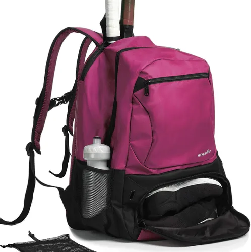Vista 10 de Athletico Mochila de tenis Premier – Bolsa de tenis con capacidad para 2 raquetas en compartimento acolchado Compartimento ventilado separado