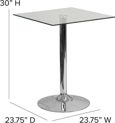 Vista 3 de Flash Furniture Fredrick - Mesa cuadrada de cristal de 23.75 pulgadas con base cromada de 30 pulgadas de alto