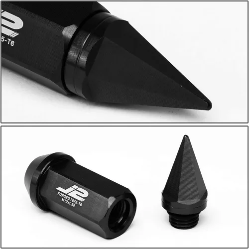 Vista 4 de Auto Dynasty J2 Engineering 7075-T6 Compatible con aluminio M12 x 1.5 2.953 in, 20 tuercas puntiagudas + adaptador (negro)