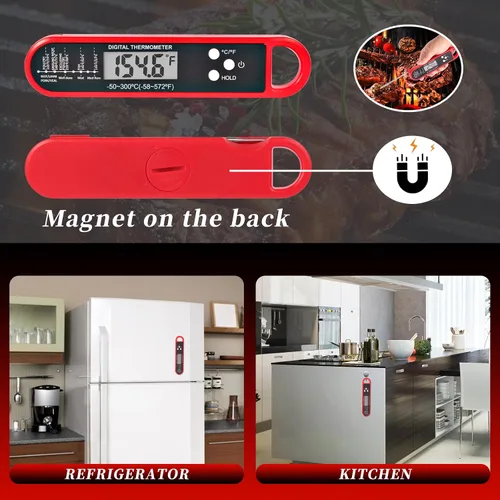 Vista 7 de Termómetro digital de carne para cocinar y asar - Termómetro de alimentos de lectura instantánea con IP67 resistente al agua, imán fuerte