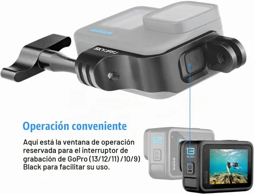 Vista 4 de Adaptador de soporte vertical de aluminio de 90 grados para GoPro Hero 13/12/11/10/9 Negro (ala voladora)