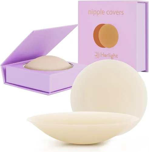 Vista 10 de Fundas para pezones para mujer, reutilizables, adhesivas, de silicona, diseño invisible y lavable con caja de viaje