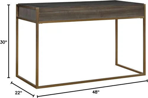 Vista 2 de Uttermost Taja - Escritorio moderno de madera y acero inoxidable en latón/tono de madera