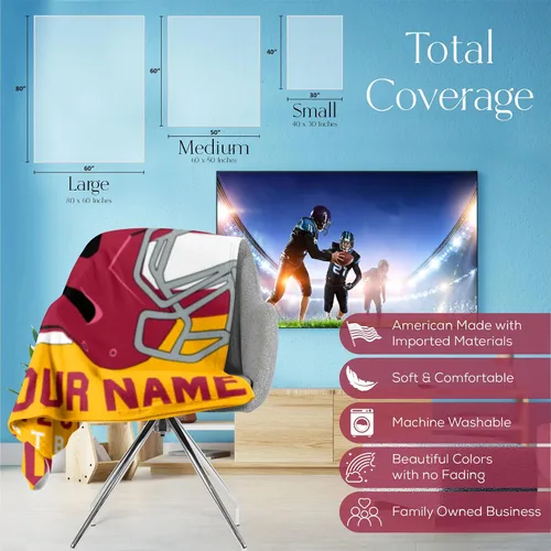 Vista 6 de Manta personalizada para fanáticos del fútbol americano – Se envía al día siguiente – Hecha en Estados Unidos – Manta de vellón personalizada