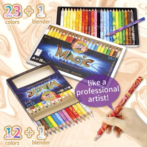 Vista 7 de Lápices de colores KOH-I-NOOR MAGIC Jumbo, perfil triangular, paquete de 24