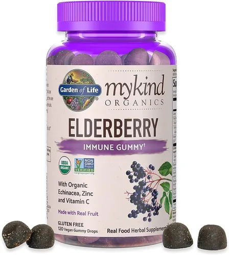 Vista 5 de Garden of Life Organics - Jarabe inmunológico de saúco a base de plantas, 6.59 onzas líquidas y gomitas orgánicas de saúco para adultos y niños
