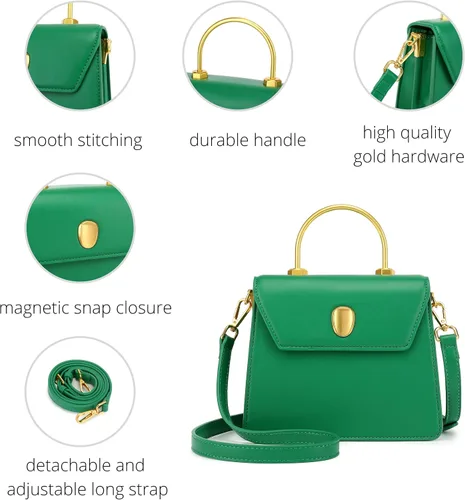 Vista 5 de Scarleton Bolso de mano dorado con asa superior para mujer, bolso de hombro cruzado, piel sintética, sólido, adulto