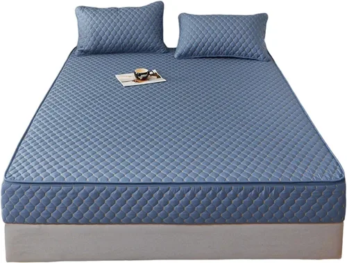 Vista 8 de 6 Side Full Wrap Mattress Protector, Custom Zip Cover & Quilted Topper, Breathable Fabric, Dustproof Encasement, Washable Fitted Sheet(Gray,120 *