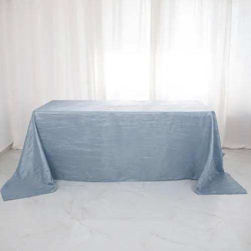 Vista 40 de Tableclothsfactory Mantel rectangular de tafetán arrugado de acordeón azul polvoriento, de 60 x 102 pulgadas, perfecto para ceremonias de boda
