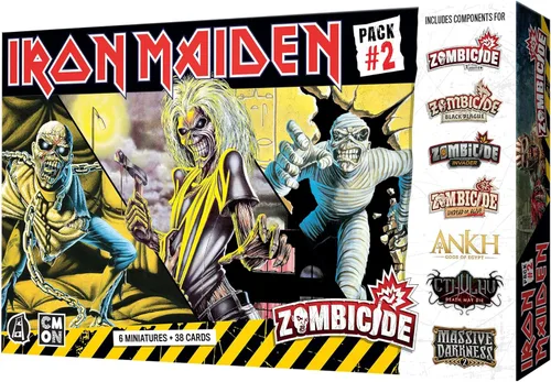 Vista 2 de Zombicide Iron Maiden - Paquete de personajes #2 - Miniaturas de Eddie y mejoras de juego. Juego de mesa de estrategia cooperativa, a partir de 14