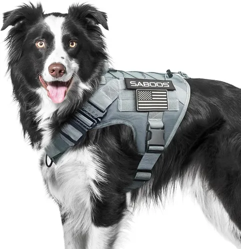 Vista 11 de Arnés militar para perro, sin tirones, con asa y Molle, de fácil control, arnés para perro, arnés de entrenamiento para caminar, ajustable, Verde