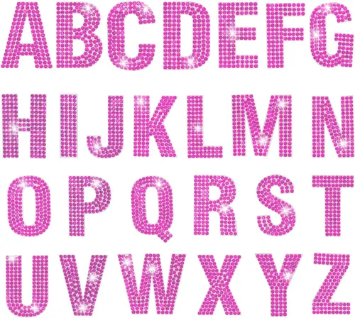 Vista 17 de PRATIQUE Calcomanías de letras del alfabeto con diamantes de imitación con purpurina, 26 letras autoadhesivas para arte y manualidades (rojo)