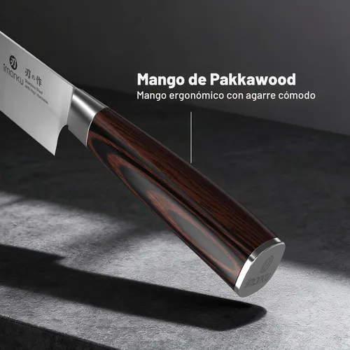 Vista 4 de imarku - Cuchillo de cocina profesional de 8 pulgadas, acero japonés HC