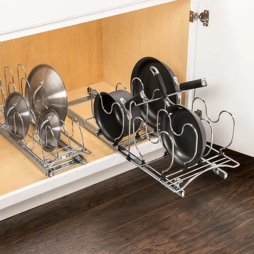 Vista 7 de LYNK PROFESSIONAL® Organizador de ollas y sartenes para gabinete, organizador de sartenes extraíbles, cajón de tapa para sartenes y ollas