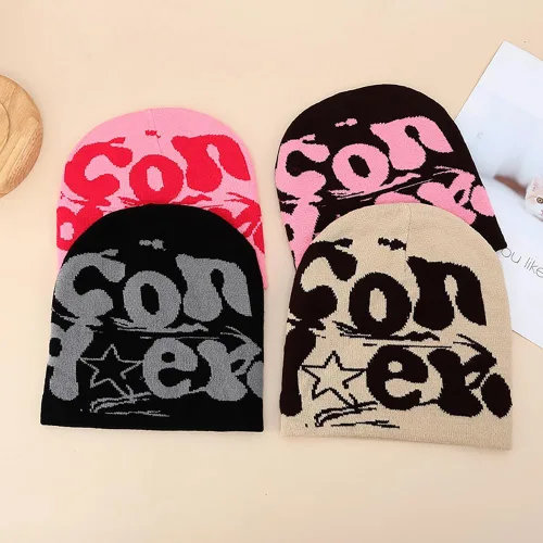 Vista 7 de Mujeres Hombres Y2K Beanie Hat Letra Impresión Sombrero de Punto Sombrero de Lana Cálido Sombrero Casual Deportes Pullover Sombrero Moda Hip Hop