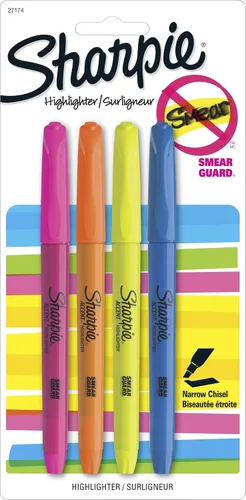 Vista 2 de Sharpie Resaltadores estilo bolsillo, punta de cincel, fluorescente surtidos, 24 unidades (6 paquetes de 4)