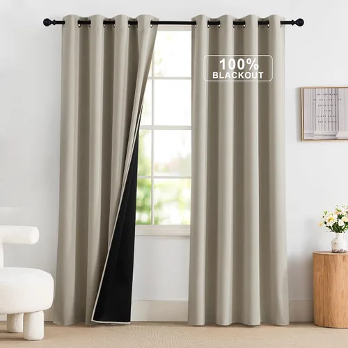 Vista 74 de NICETOWN Cortinas 100% Opacas Cortas de 36 Pulgadas de Largo para Dormitorio, Privacidad Aislamiento Térmico con Ojales Cortinas de Ventana