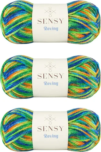 Vista 21 de Sensy Roving - Ovillo de lana multicolor, 3.5 onzas, 132 yardas, calibre 5, voluminoso (otoño)