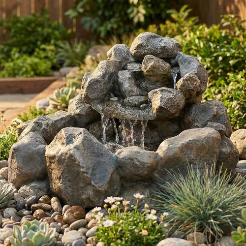 Vista 8 de Sunnydaze Rocky Ravine - Fuente de agua eléctrica para exteriores, de 18 pulgadas, con bomba sumergible, para jardín, patio, terraza