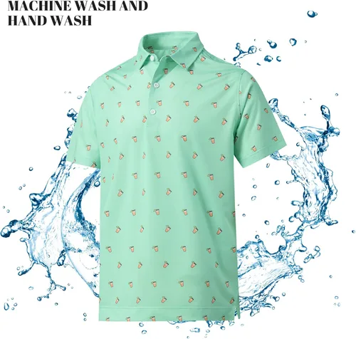 Vista 7 de DEOLAX Polo para hombre que absorbe la humedad ajuste seco rendimiento para hombre ajuste regular estampado de moda polo de manga corta