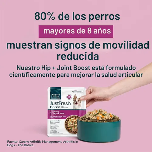Vista 2 de JustFoodForDogs JustFresh Boost - Cubrealimentos para perros con soporte para cadera y articulaciones, paquete de 8