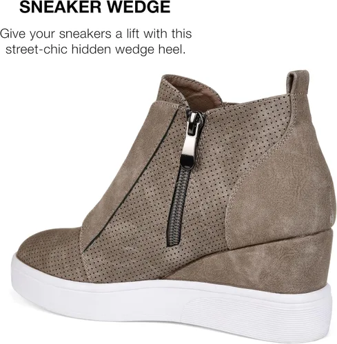 Vista 3 de Journee Collection Womens Clara Comfort Wedge Heel Sneakers with Round-Toe and Perforated Details