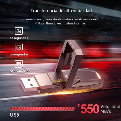 Vista 3 de Netac Unidad de estado sólido USB externa portátil de 128 GB tipo c y USB 3.2 interfaz dual, protección de seguridad de hasta 400 MB/s