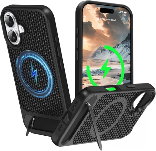 Vista 15 de Funda magnética de disipación de calor para iPhone 13 Pro Max, para MagSafe, protección contra caídas Coolingf, funda con función atril ajustable
