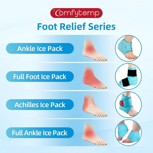 Vista 6 de Comfytemp Bolsa de hielo de tobillo para fascitis plantar, hinchazón, alivio del dolor de pies, paquetes de hielo de gel para lesiones Azul