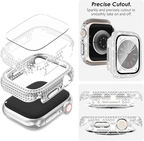 Vista 3 de KADES V-Shape Band and Case Compatible for Apple Watch Series 1-11 Plateado