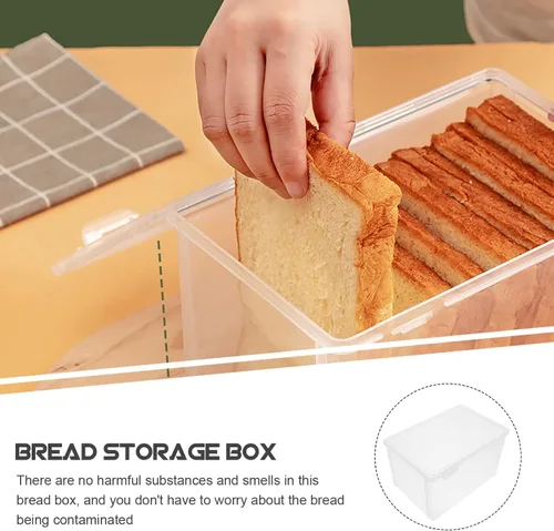 Vista 6 de DOITOOL Caja de pan de plástico transparente, contenedor de almacenamiento de pan transparente hermético hermético para pan, panera para pan casero