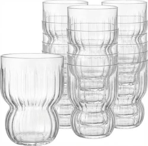 Vista 6 de Oojami Paquete de 40 copas de vino desechables de 12 onzas sin tallo, vasos de plástico Shatterproof BPA-Free Reusable Recyclable Ribbed Wine