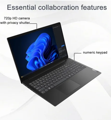 Vista 3 de Lenovo Laptop V15, Intel Core 7-240H, DDR5 de 16 GB, SSD de 512 GB, Windows