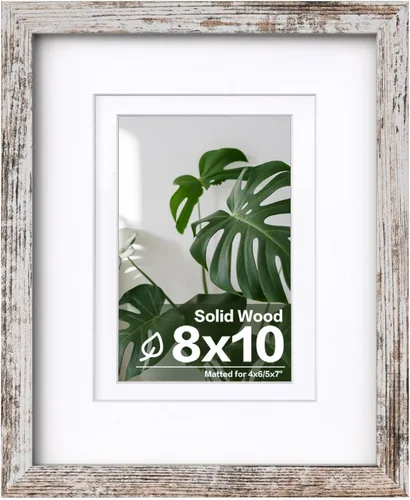 Vista 64 de Egofine - Portarretratos de 4 x 6 pulgadas, de madera maciza con plexiglás, para fotos de 3.5 x 5 con paspartú o de 4 x 6 sin paspartú, para colocar