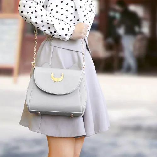 Vista 3 de Oct17 Moon Luna Design Monedero Kitty Cat Satchel bolso de hombro diseñador mujeres bolso Tote PU cuero Sailer