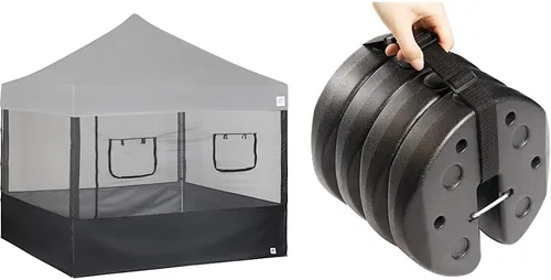 Vista 8 de E-Z UP Kit de pared lateral para cabina de alimentos, juego de 4, se adapta a toldo de pierna recta de 10 x 10 pies y EZFP10GY, se adapta a toldos