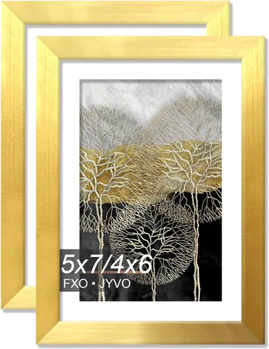 Vista 62 de Fxojyvo Marco de Fotos de 4x6, Muestra Foto de 3.5x5 con Paspartú o 4 x 6 Sin Paspartú, Liviano y de Alta Transparencia Marco de 4 por 6 para Pared
